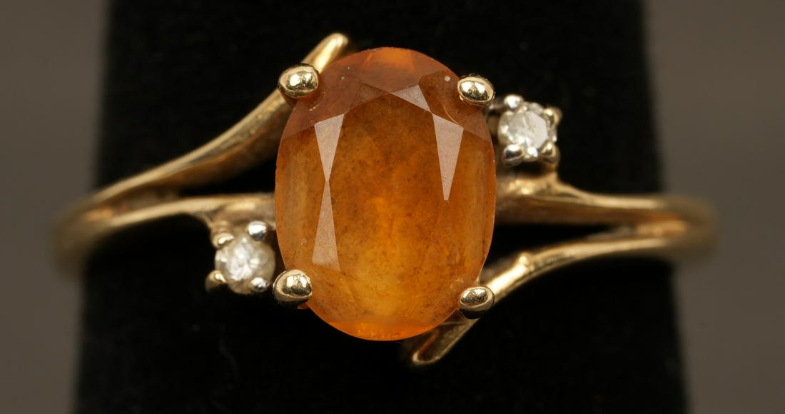 14K Gold Yellow Topaz Ring Diamonds (1 of 6)