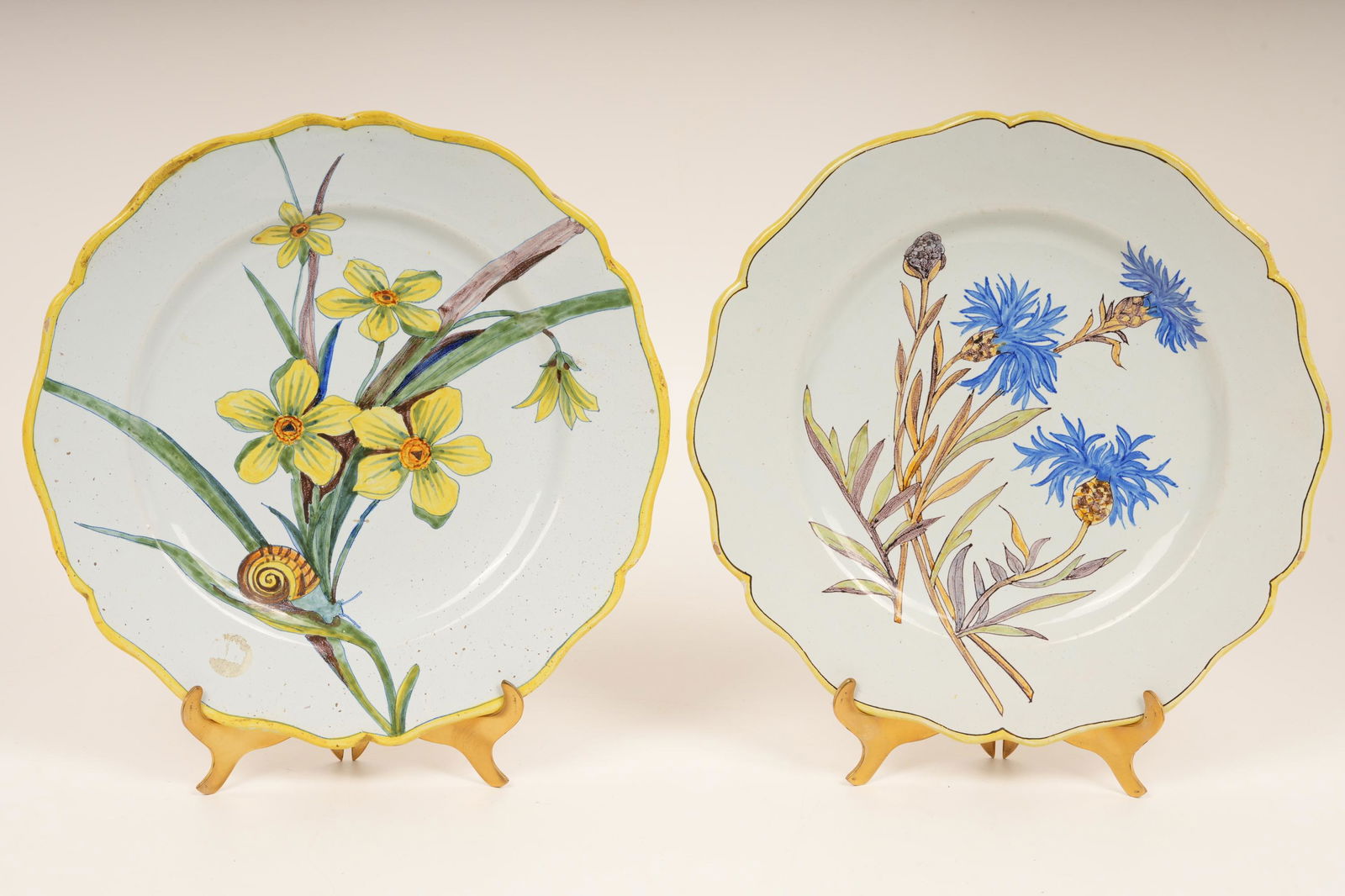 Pair French Porquier Beau Faience Plates (1 of 6)