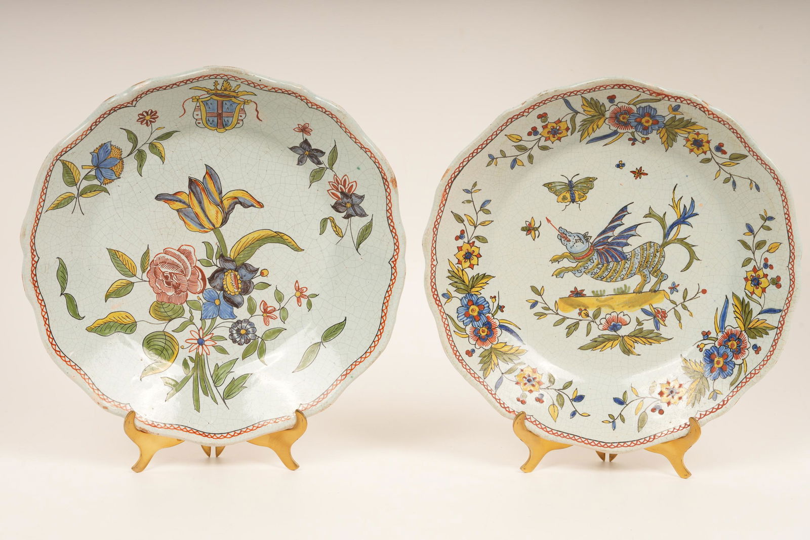 Pair French Porquier Beau Faience Plates (1 of 5)