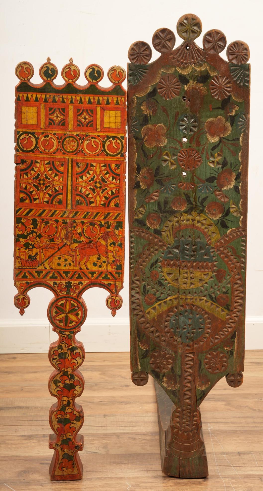 Two Russian Painted Wood Distaffs (1 of 8)
