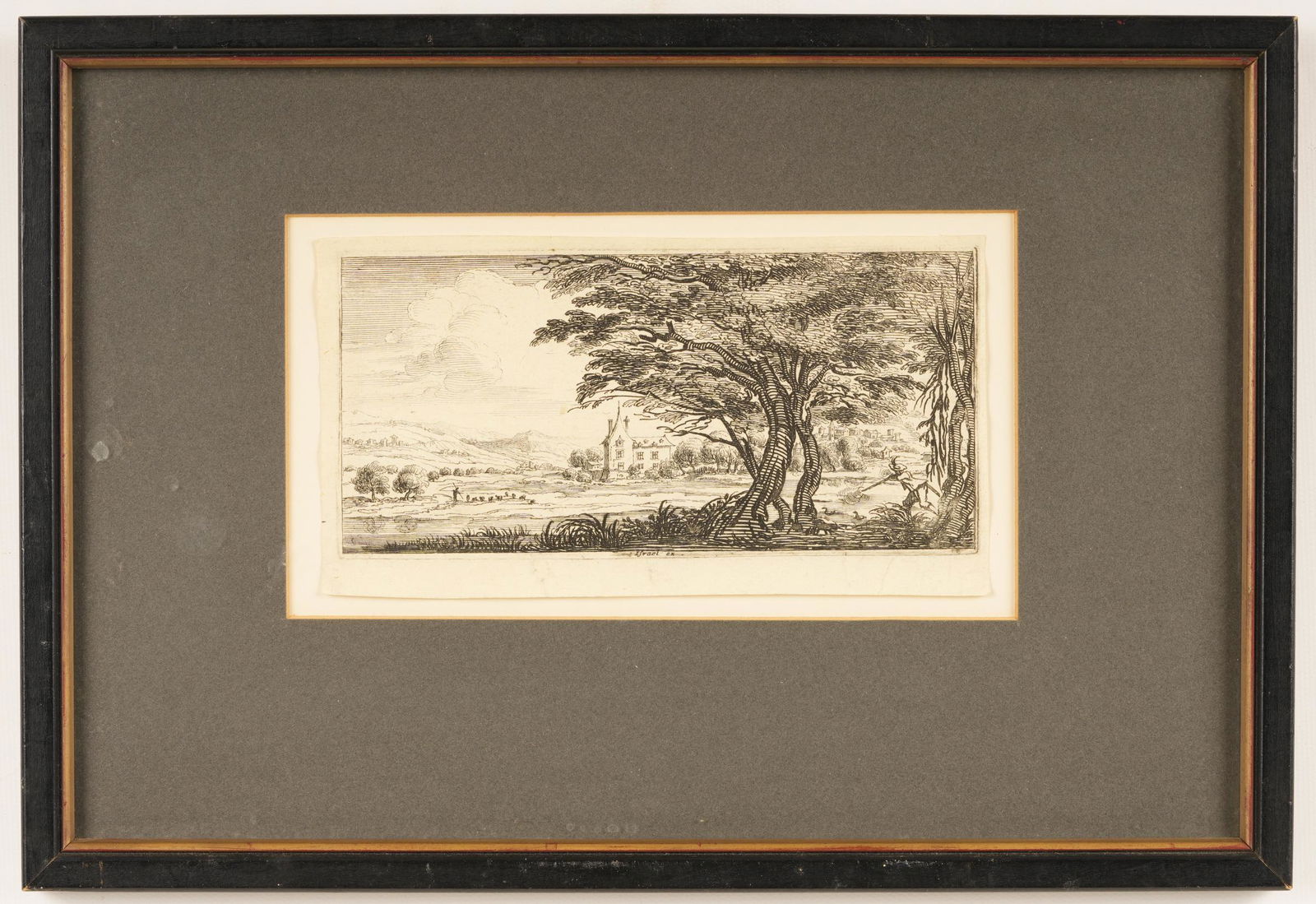 Jacques Callot Etching Publisher Israel Henriet: Site: 3.5 x 6.5 H 8.75 W 12.75 D .5 Weight 2LBS