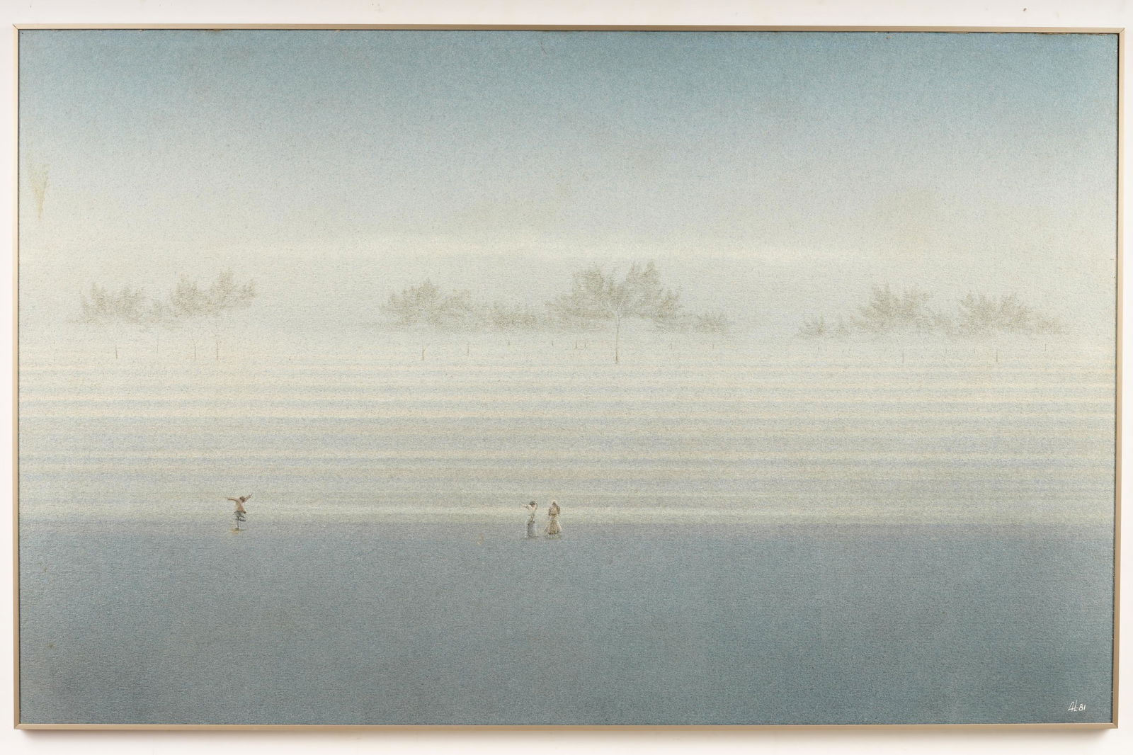 Large Framed Watercolor Signed "AI 81" (1 of 5)