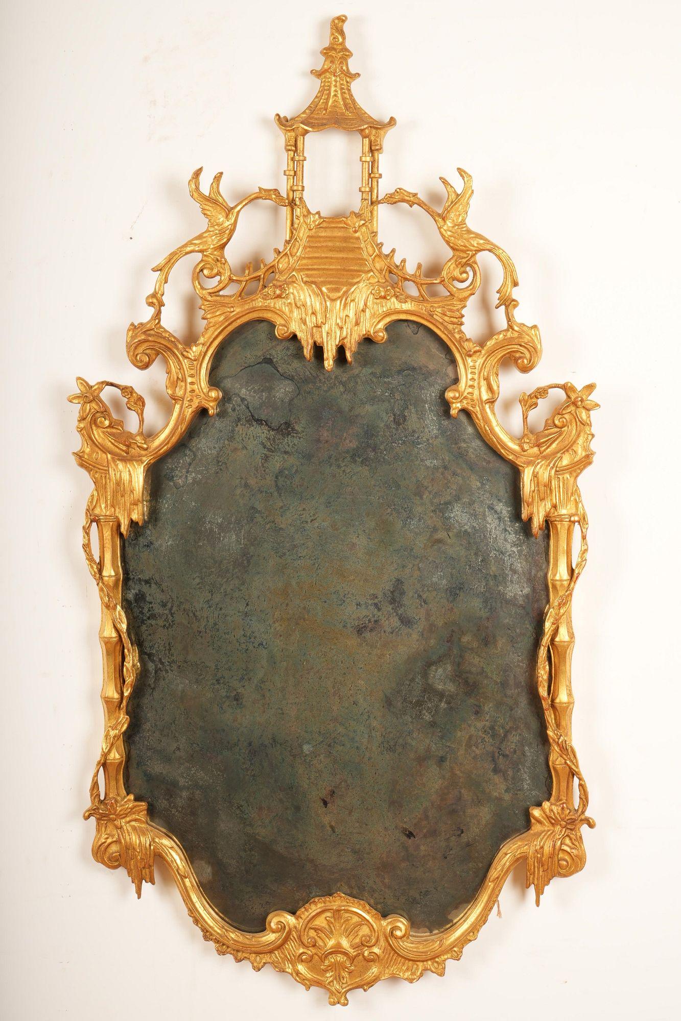 Chinese Chippendale Style Gilt Wood Mirror (1 of 9)