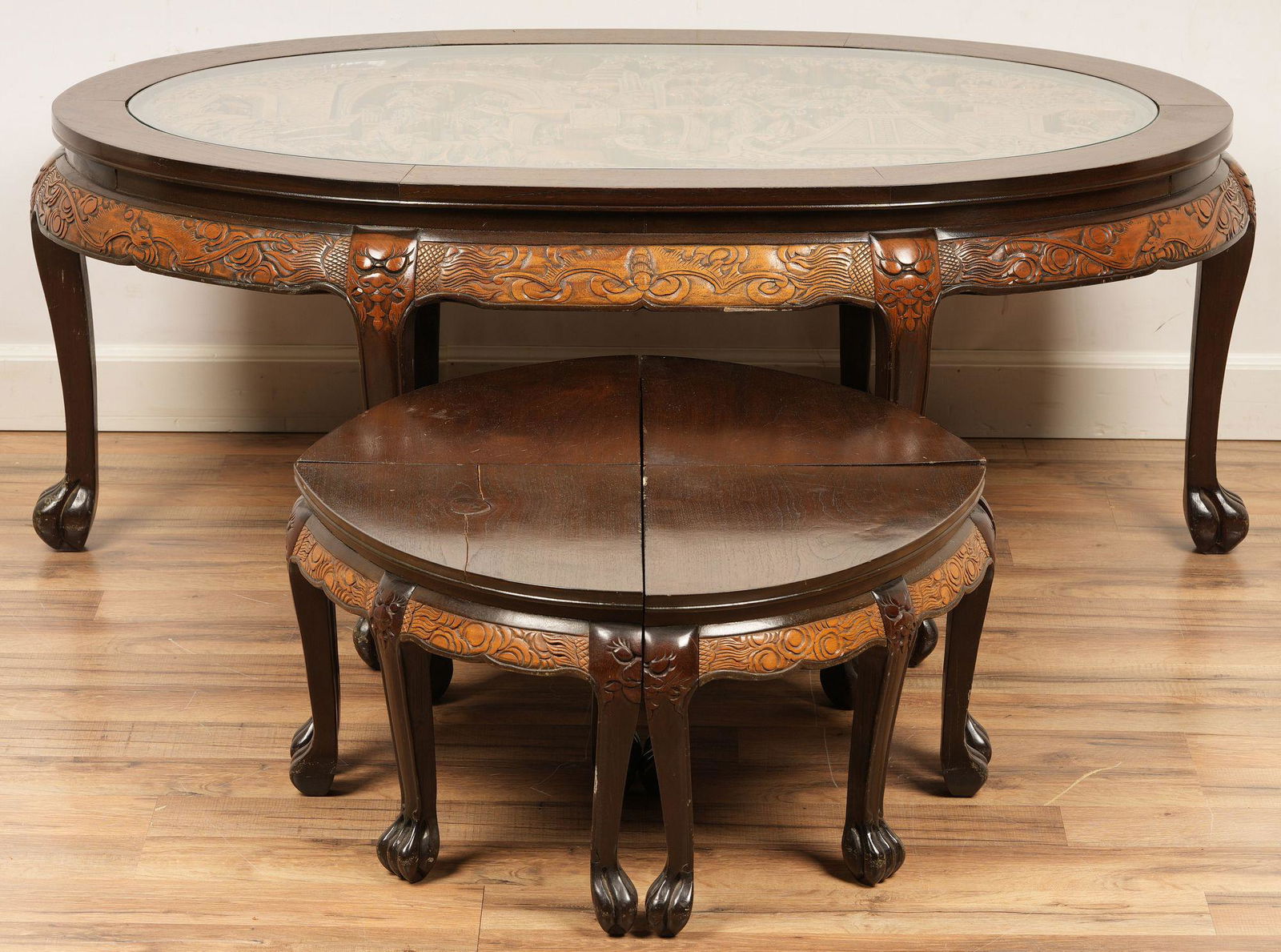 Chinese Carved Low Table With Stools (1 of 5)