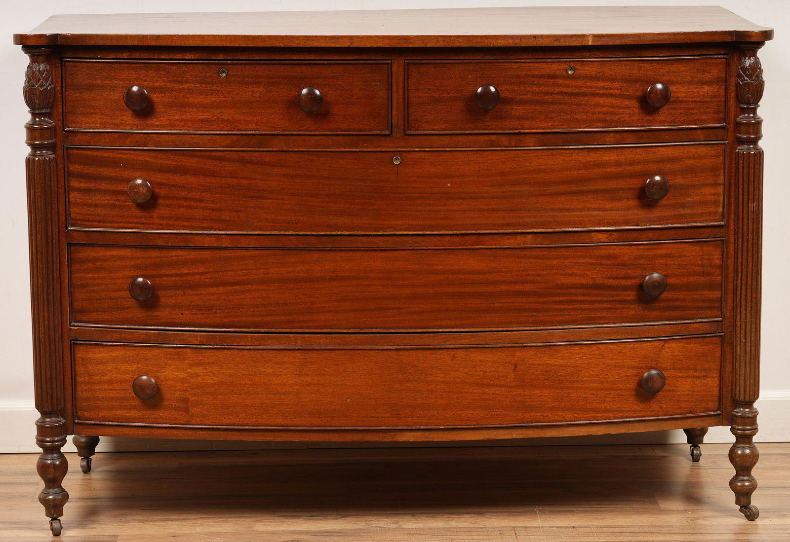 Sheraton Bow Front Chest of Drawers (1 of 6)