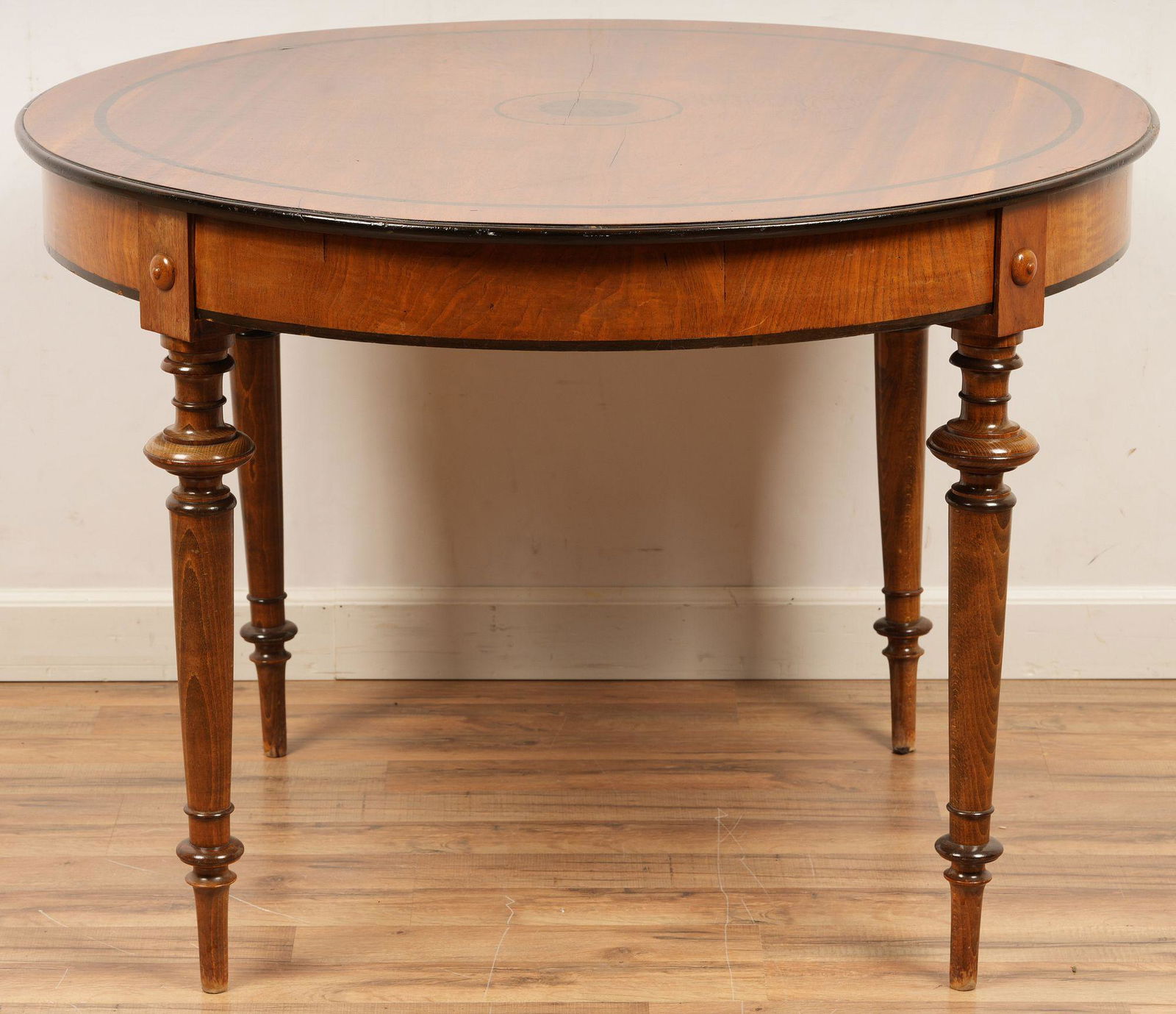 Louis Phillipe Style Inlaid Ebonized Center Table (1 of 5)