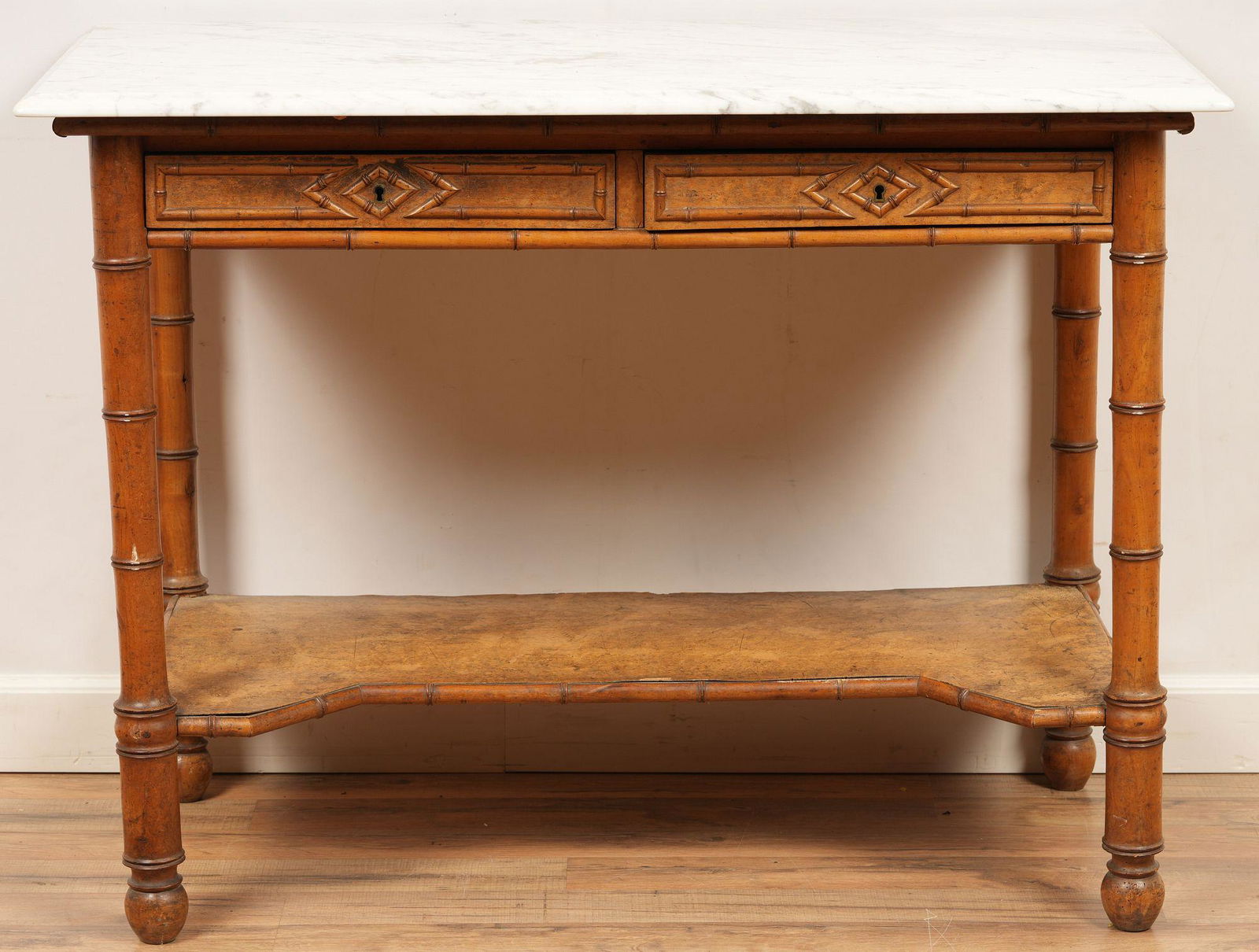 19thC. Faux Bamboo Marble Top Table (1 of 6)