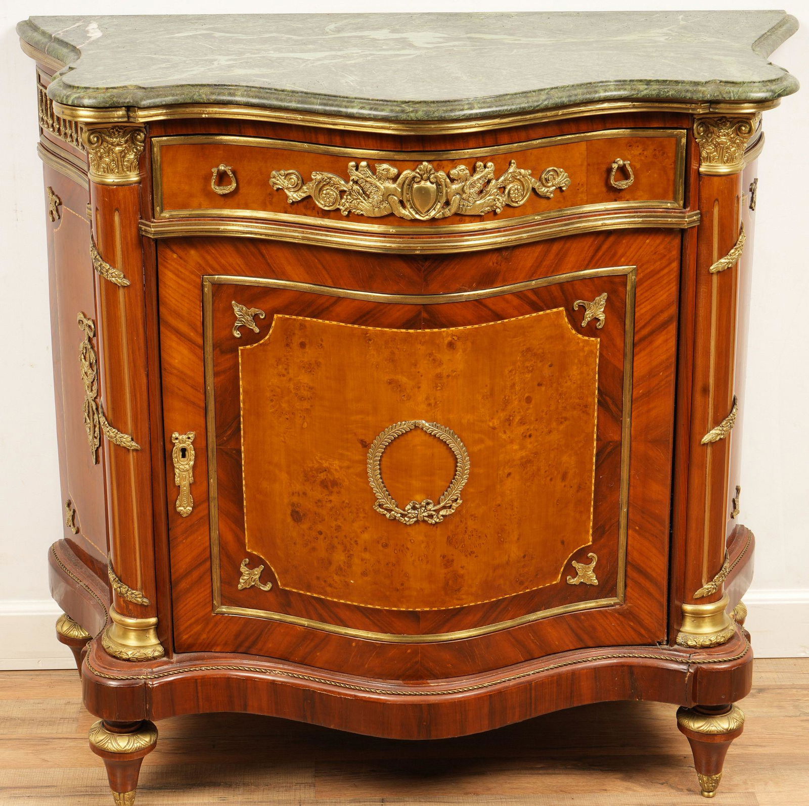 Louis XVI Style Marble Top Console Cabinet (1 of 9)