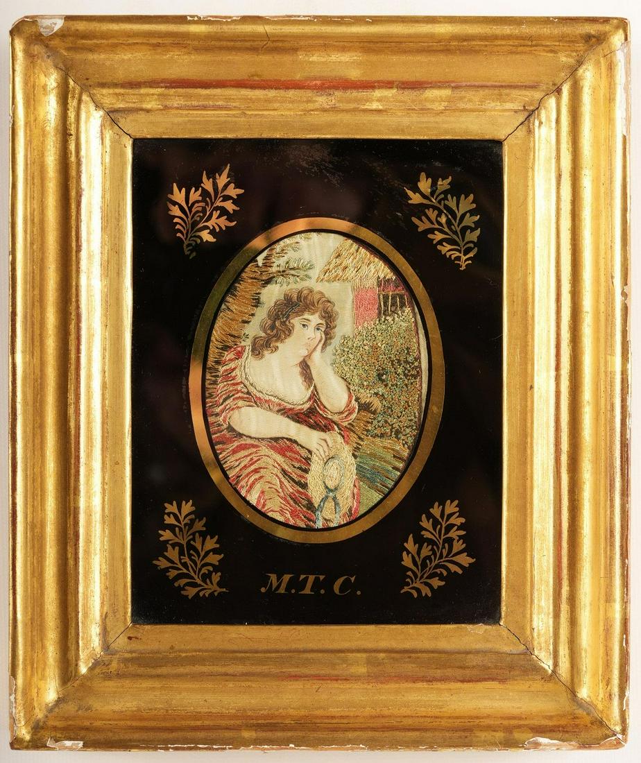 English Regency Embroidered Miniature Portrait (1 of 5)