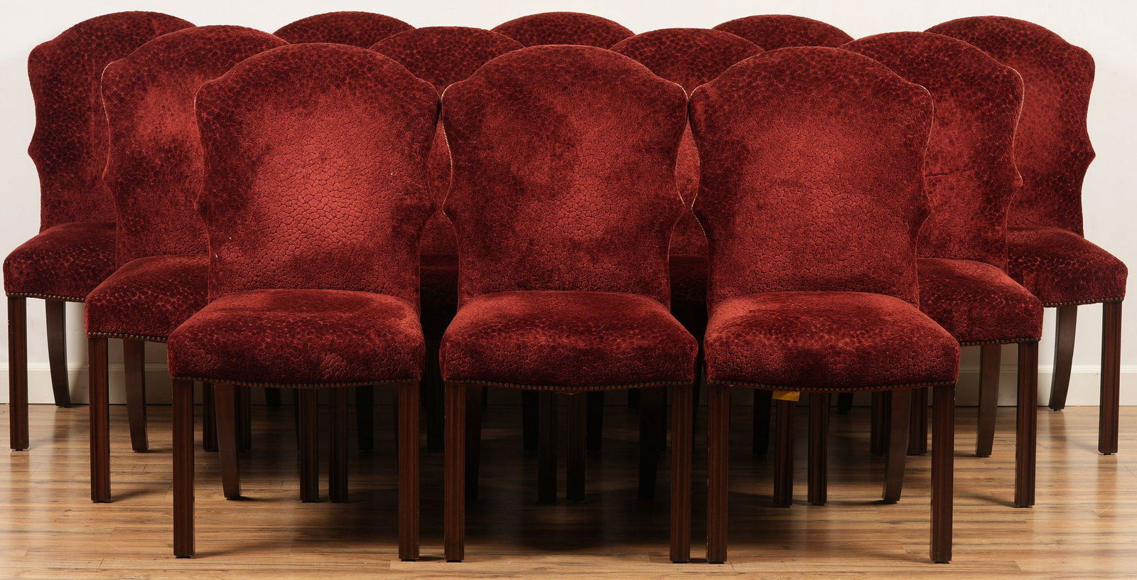 Set Of 12 Red Upholstered Dining Chairs (1 of 6)