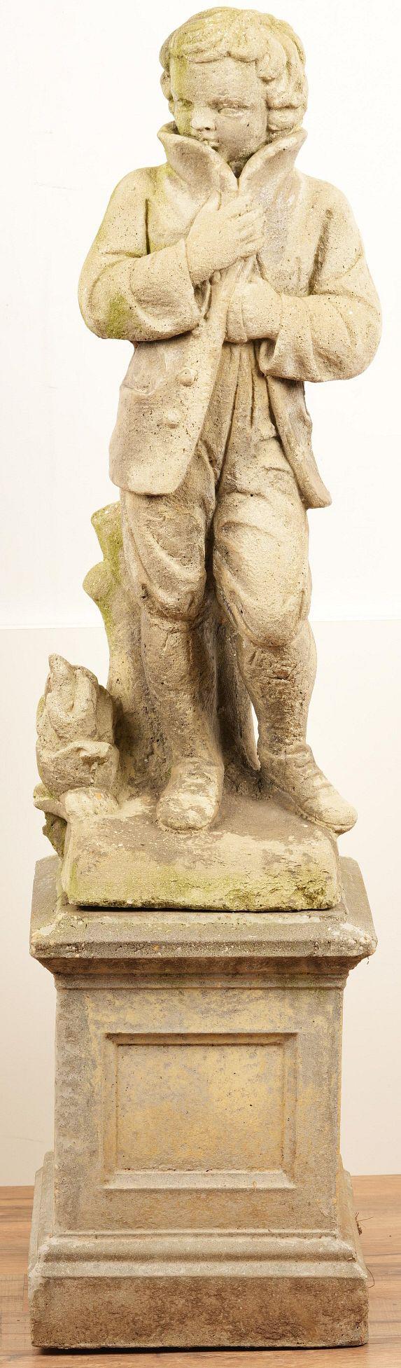 Fine Cast Stone Garden Sculpture Boy Winter (1 of 6)