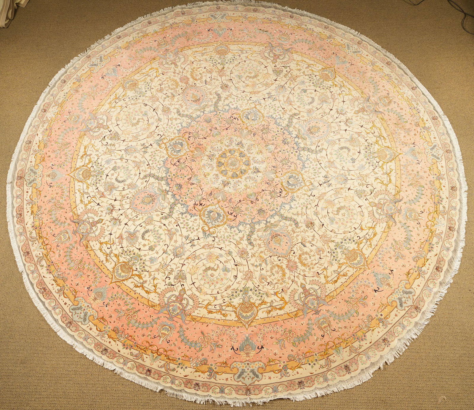 Large 13' Room Size Round Hand Knotted Wool Carpet (1 of 6)