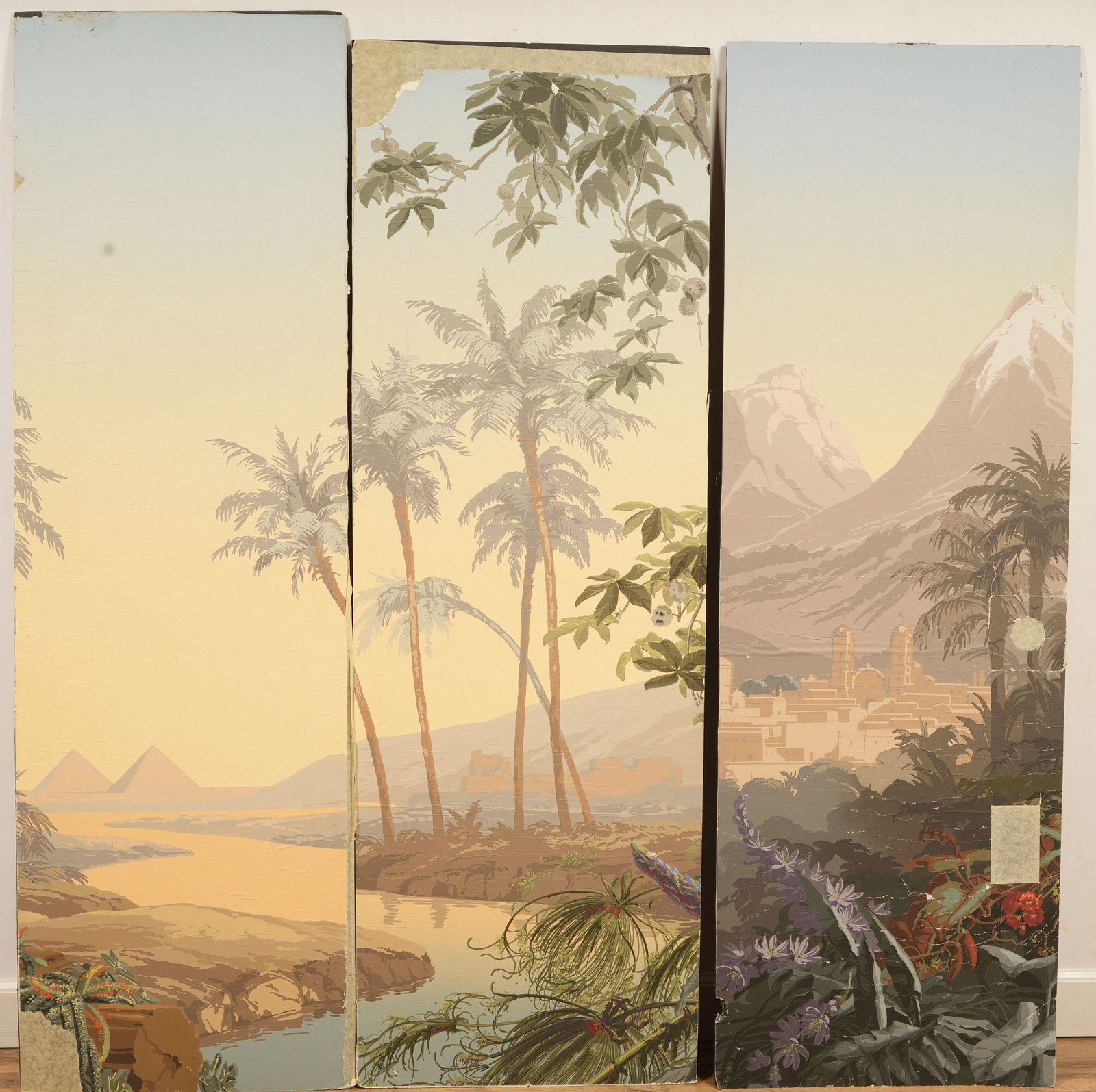 Three Zuber Attr. Mounted Wallpaper Panels (1 of 8)