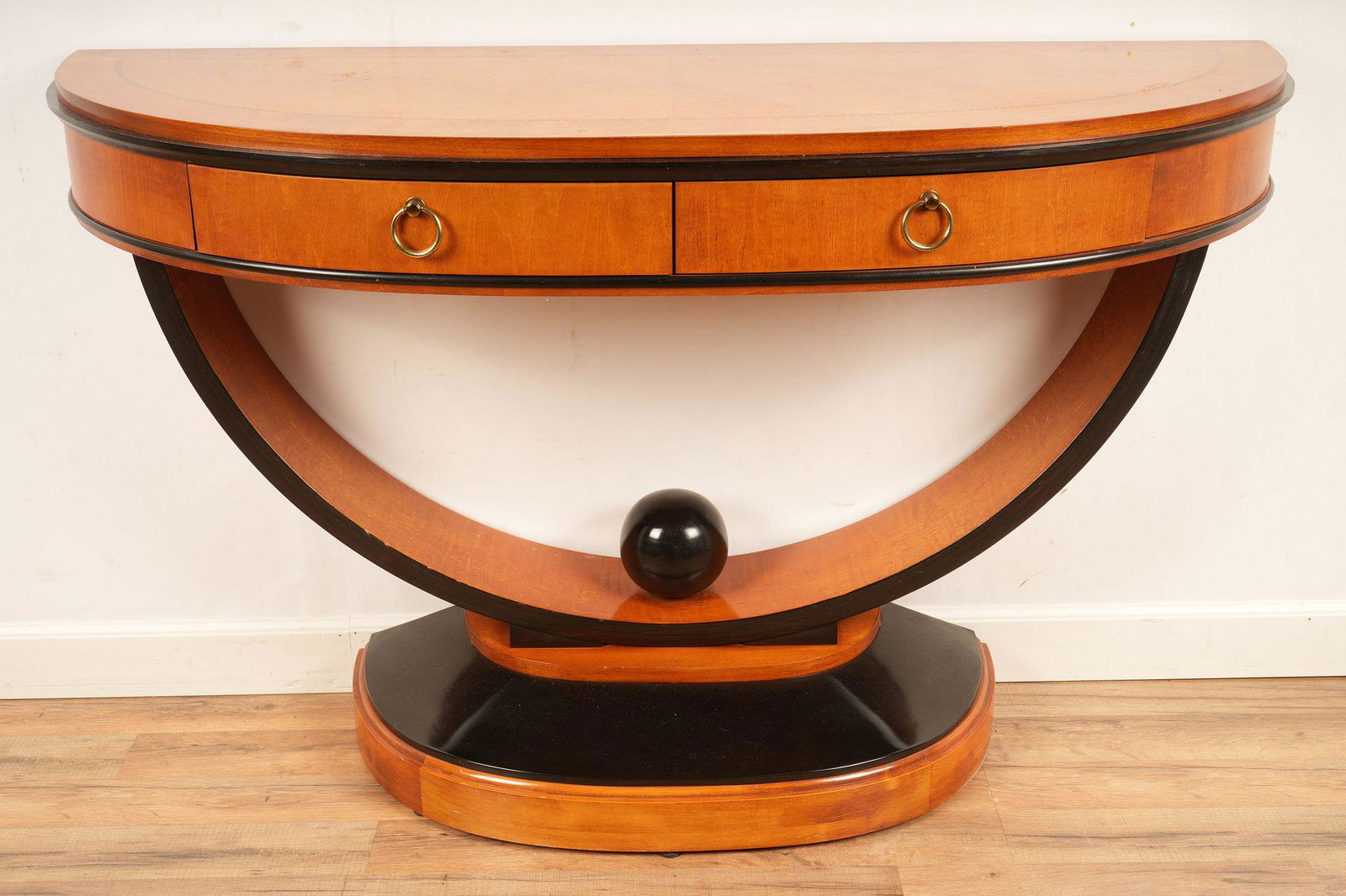 Mt. Airy Biedermeier Maple Ebonized Demilune Table (1 of 8)