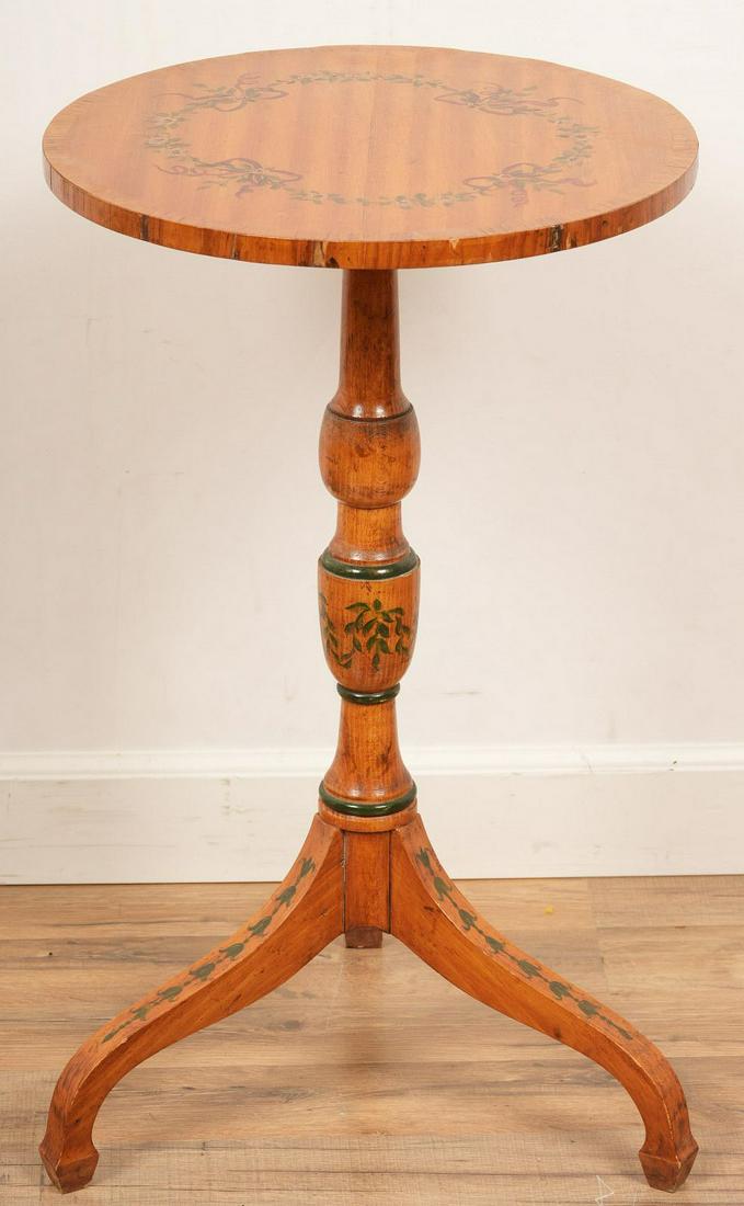 19th C. Paint Decorated Candle Stand (1 of 4)