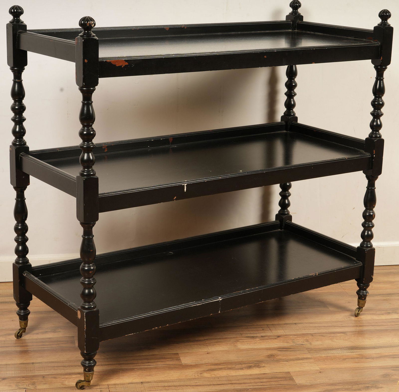Black Lacquered 3 Tier Etagere Stand Table (1 of 4)
