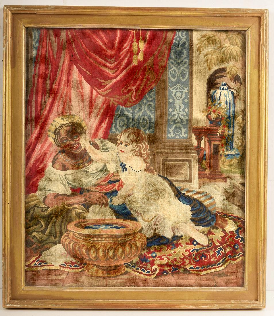19thC Needlepoint Picture Royal Child with Servant (1 of 4)