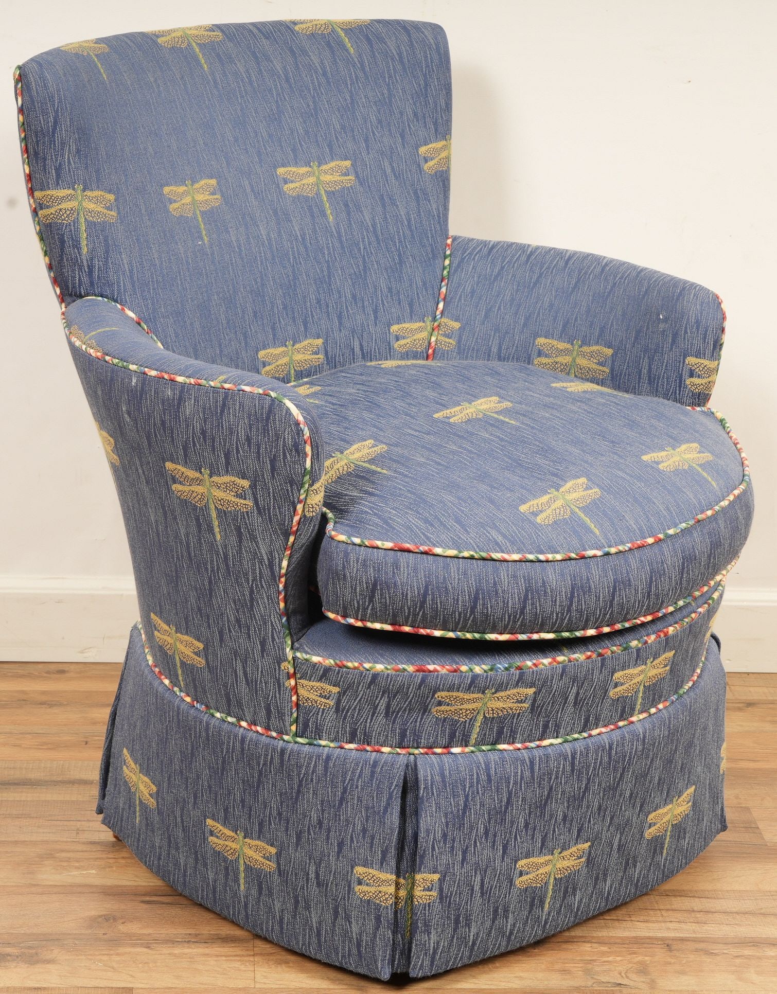 Custom Blue Dragonfly Upholstered Boudoir  Chair (1 of 5)