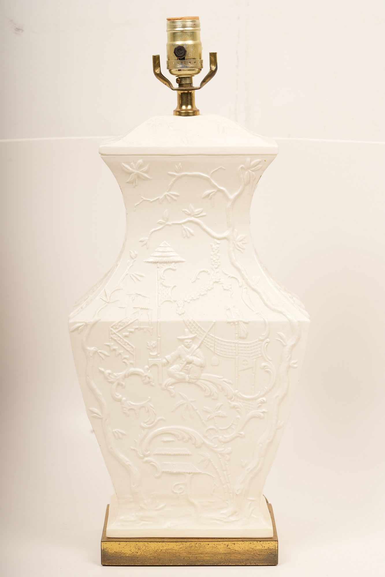 Paul Hanson White Porcelain Embossed Asian Lamp (1 of 7)