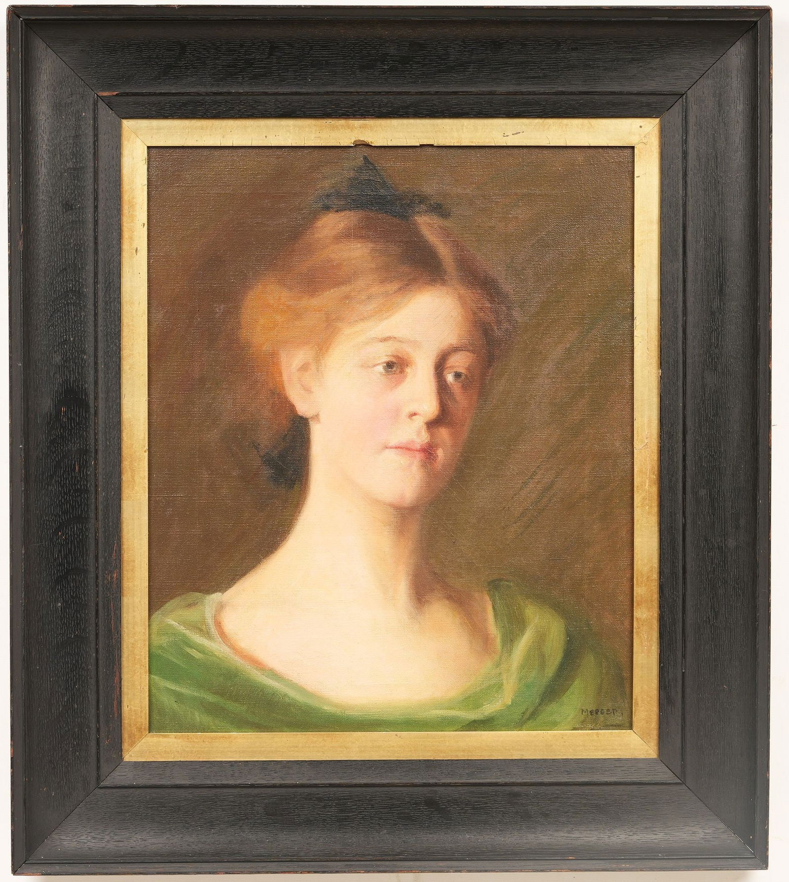 Lillian Burk Meeser Oil On Canvas Portrait of a Women: H 26" x W 22.5" x D 2.25" Canvas 18" X 15"