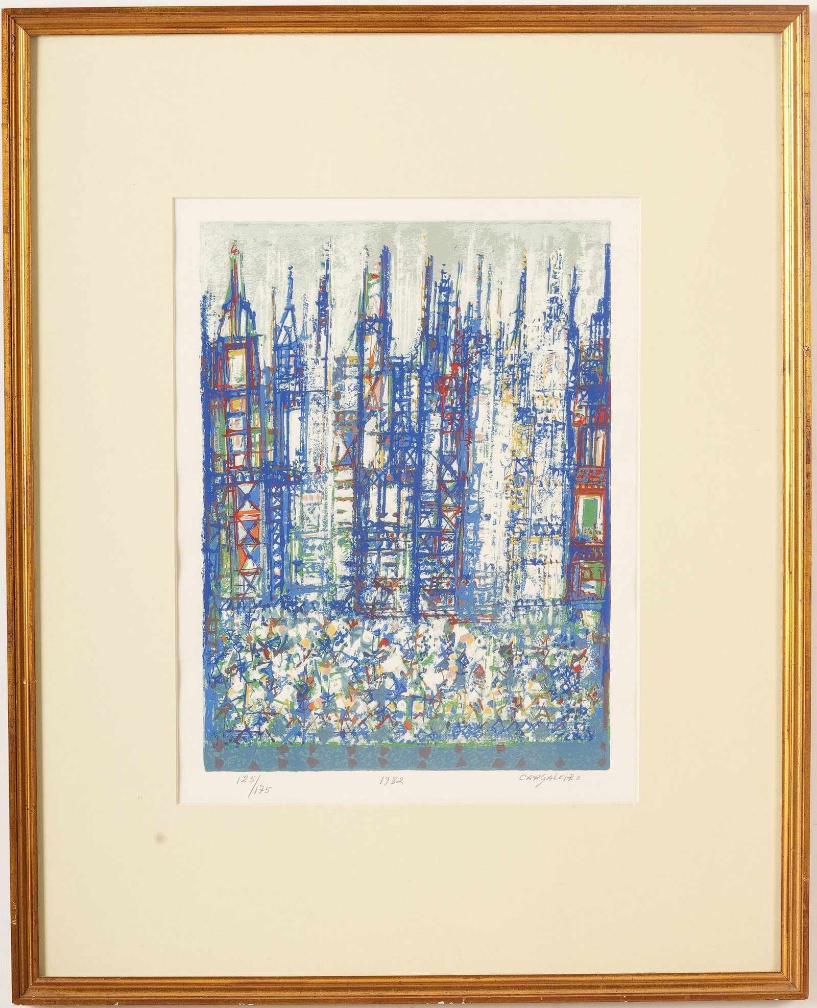 Manuel Cargaleiro Serigraph on Paper: H 27" x W 22" D 1", Artwork 15x11, 8lbs