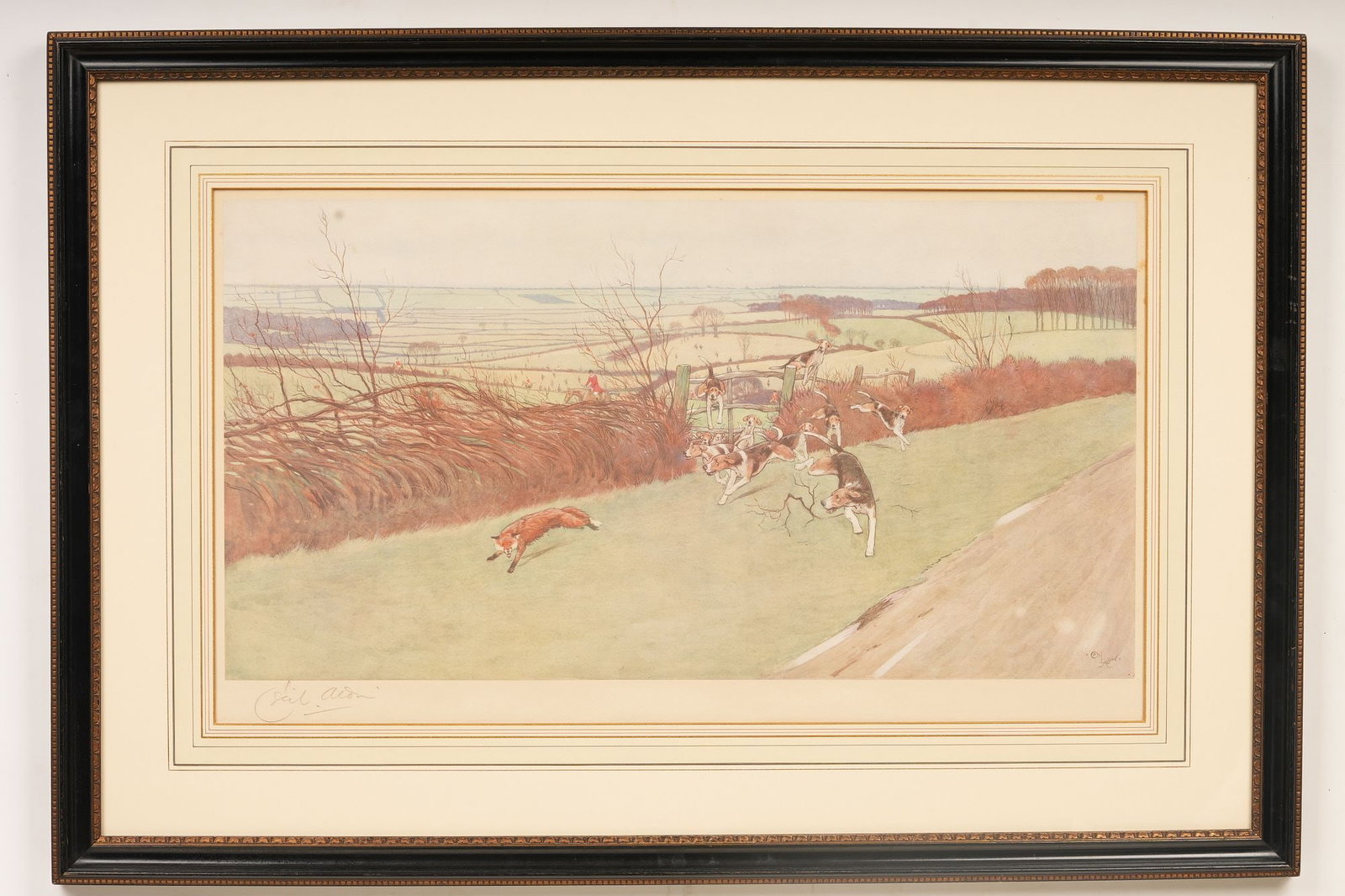 Cecil Aldin Signed Fox Hunting Print (1 of 6)
