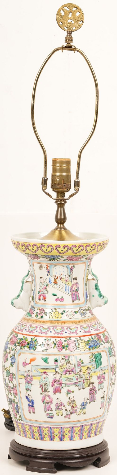 Chinese Famille Rose Porcelain Multi Figure Lamp (1 of 9)