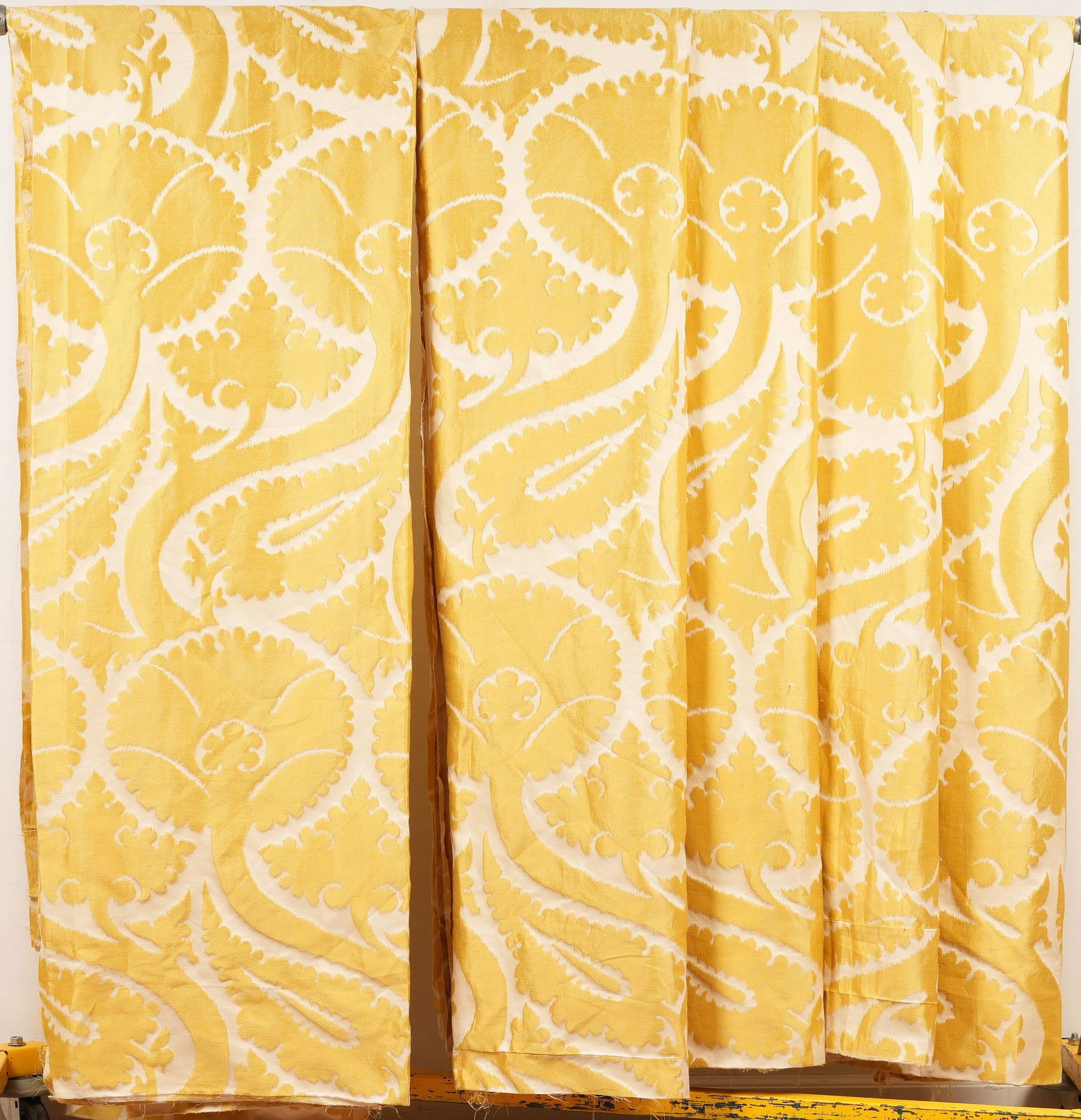 7 LG  Fine Yellow Silk Damask Drapery Panels (1 of 5)