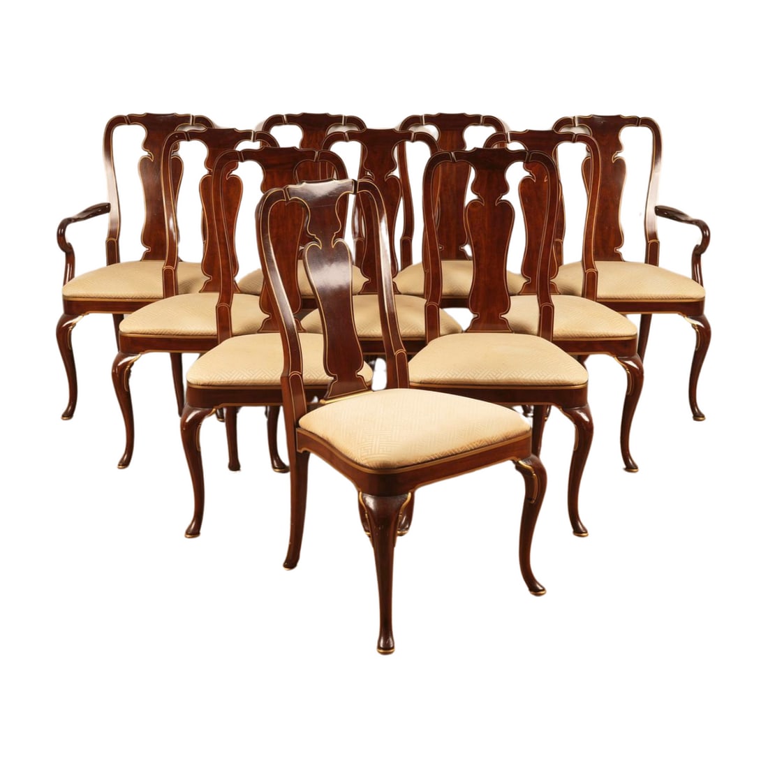 Ten  Kindel Parcel Gilt Queen Anne Dining Chairs (1 of 8)