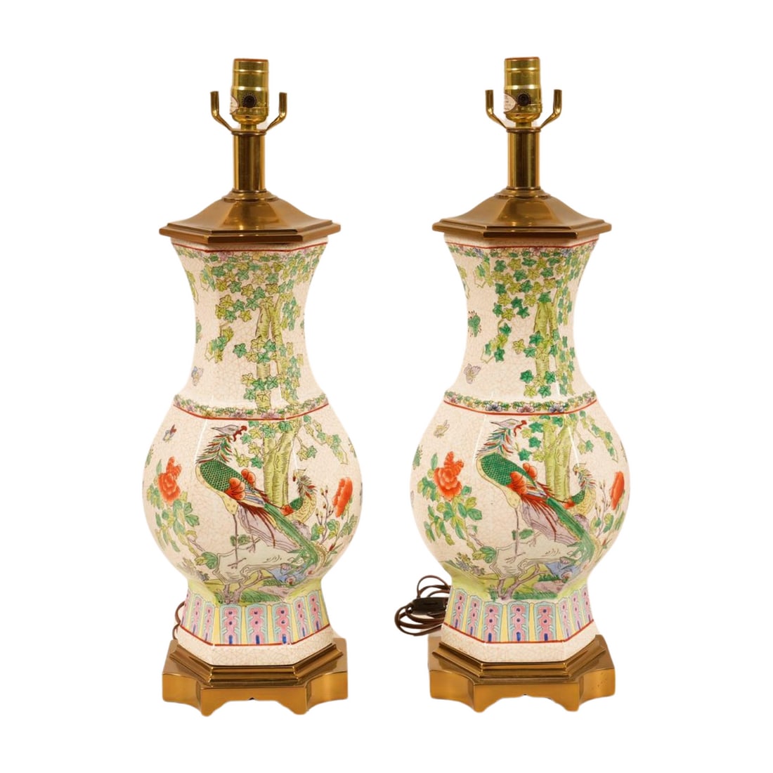 Pair Chinese Famille Verte Porcelain Table Lamps (1 of 7)