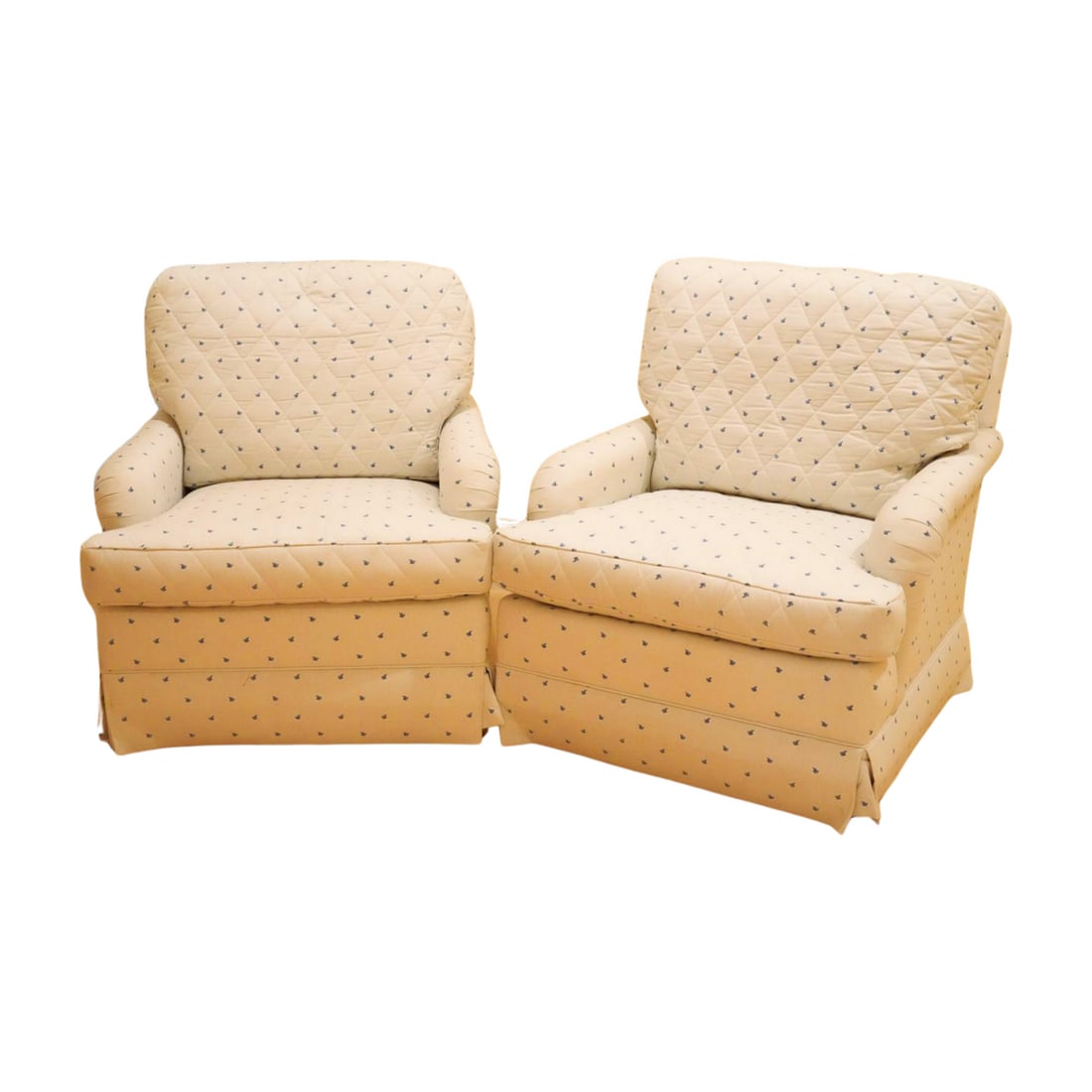 Pair Henredon Custom Folio Collection Swivel Chairs: H 32" x W 32" x D 40" This piece is located in a private residence in Great Falls, Virginia. PICKUP MUST BE ON FEB 6-8; INVOICE WILL PROVIDE PICKUP TIMES.