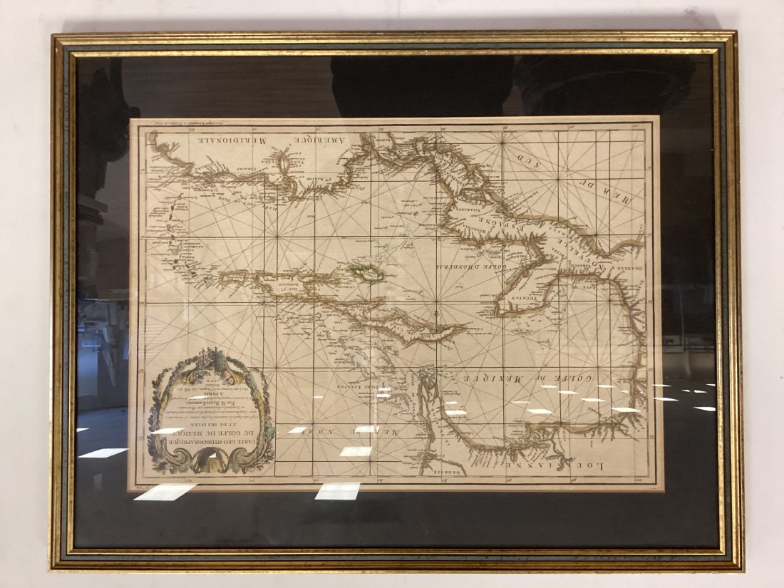 Map Of The Gulf Of Mexico In French By Rizzi Zannoni: Carte Geo-Hydrogeaphique Du Golfe Du Mexique Site 12.5" x 17.75"