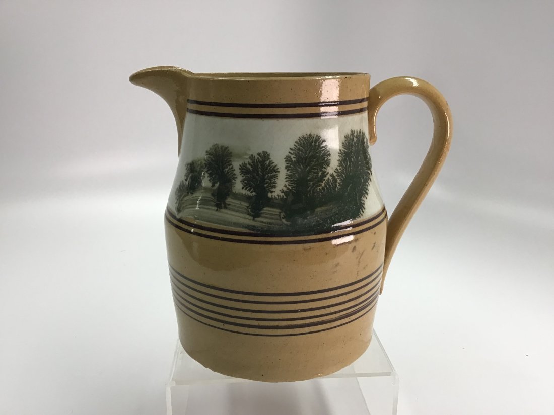 Yellow Ware Pitcher with Green Dendritic Decorations (1 of 4)
