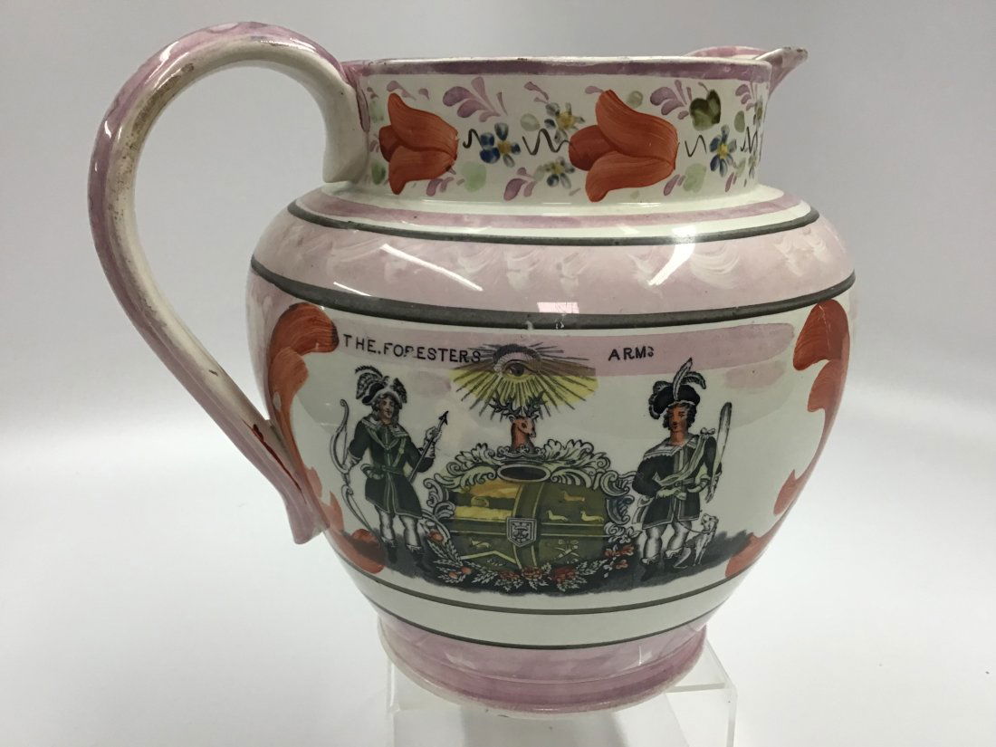 Very Large 19thC Sunderland "Farmer's Arms" Pitcher (1 of 5)
