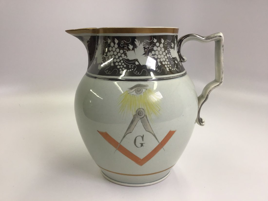 Pearlware Silver Lustre Mason's Pitcher 1812 (1 of 5)