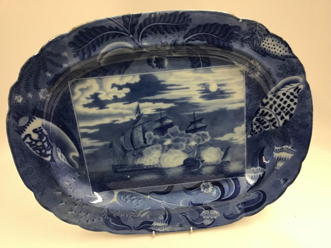 21.5" Night Sea Battle "Blanche" and "La Pique" Shipping Series Platter (1 of 3)