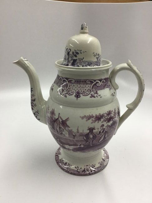 Purple Transferware Coffee Pot Romantic Franklin Morals (1 of 4)