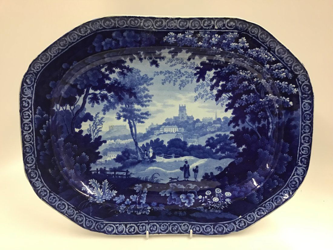19" Clews Dark Blue Staffordshire Platter (1 of 3)