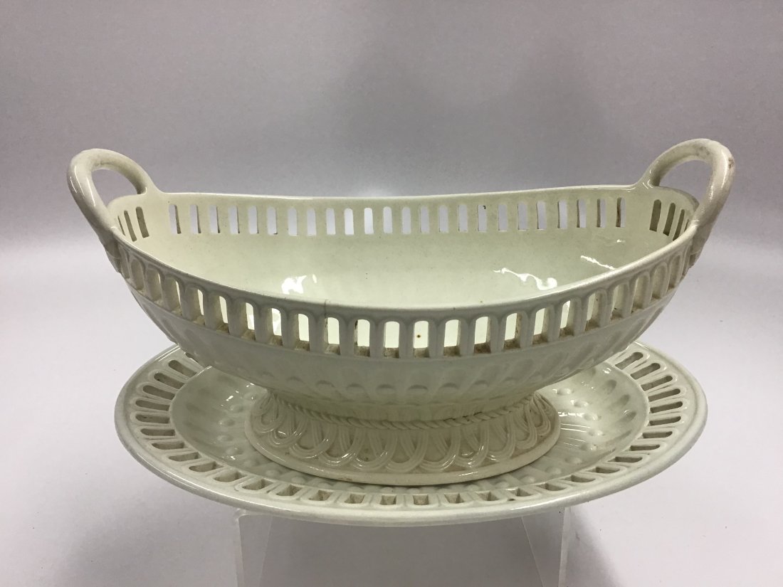 Early Wedgwood Creamware Basket and Tray (1 of 6)