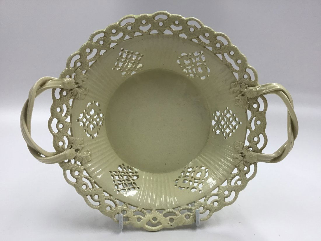 Leeds Pottery Reticulated Strap Handled Basket (1 of 4)