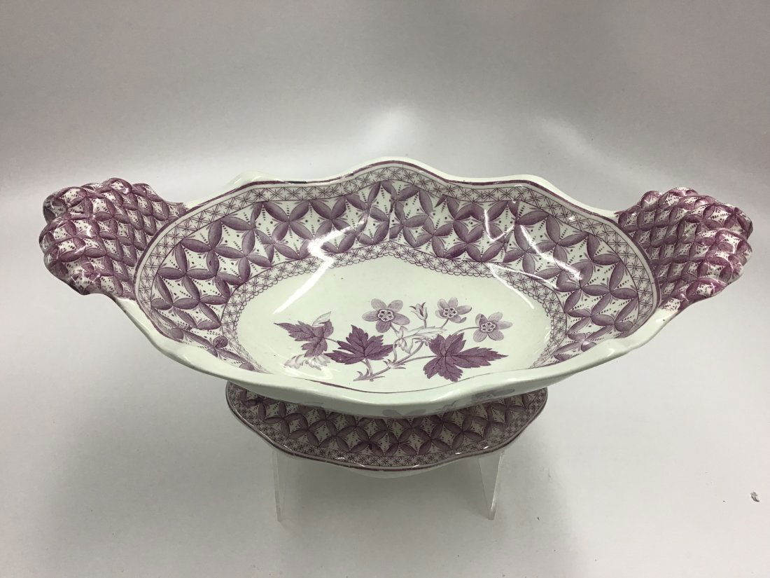 Spode Romantic Pd. Purple Compote Centerpiece: Leaf floral decoration