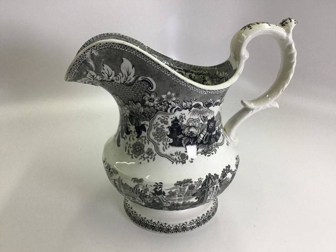 "Adelaide's Bower" Black Transferware Pitcher (1 of 3)