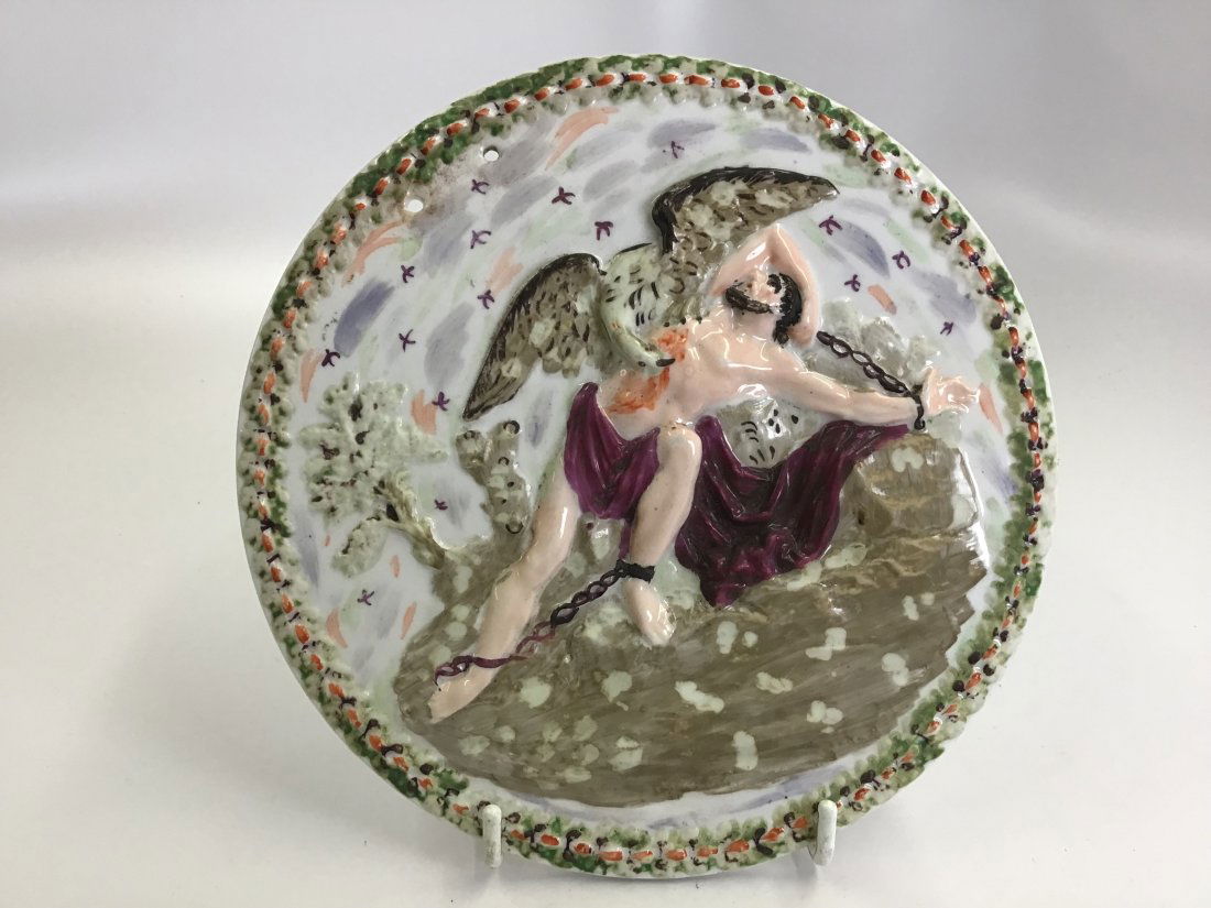Rare Porcelain 6.75" Plaque "Prometheus Bound" (1 of 2)