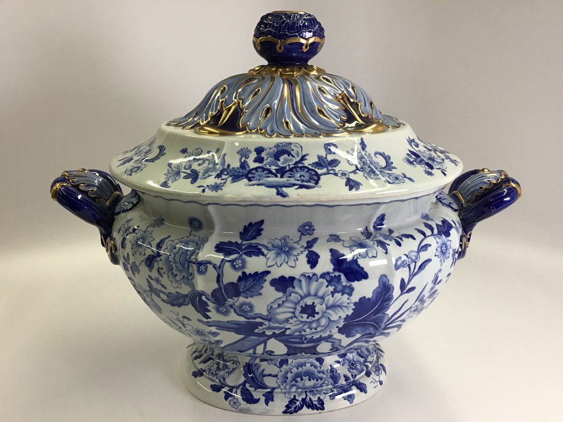 Exceptional Floral Decorated Staffordshire Soup Tureen (1 of 6)