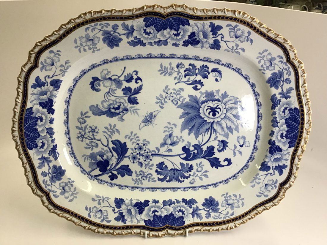 Rare 21" Stone China Floral Butterfly Staffordshire Platter Romantic Period (1 of 5)