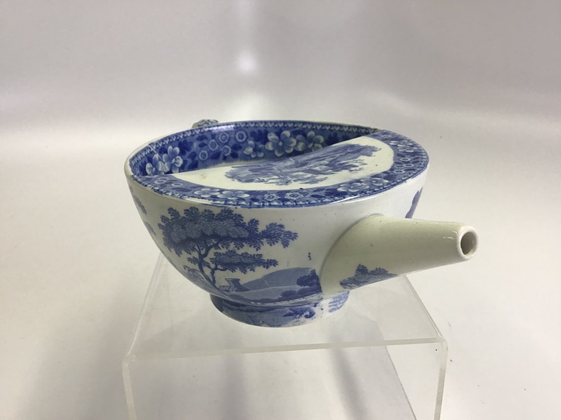 Rare Spode Blue Transferware Invalid Feeder (1 of 4)
