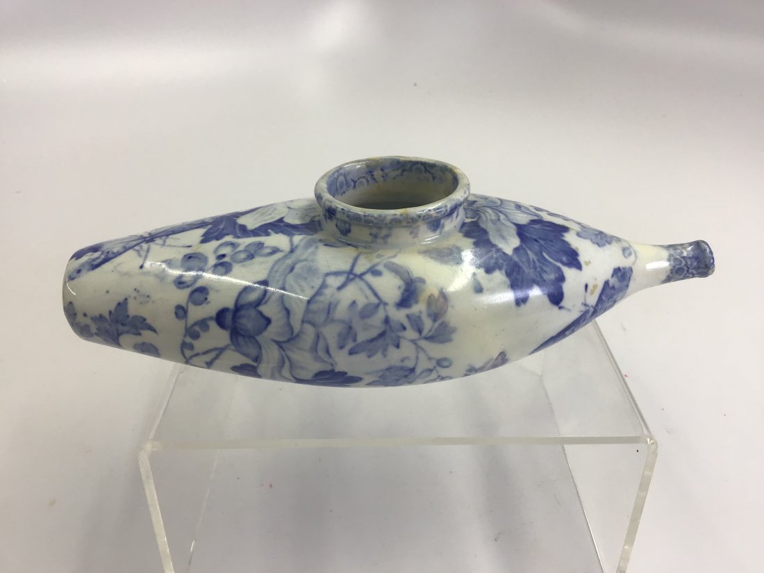 Blue Transferware Staffordshire Invalid Feeder (1 of 4)