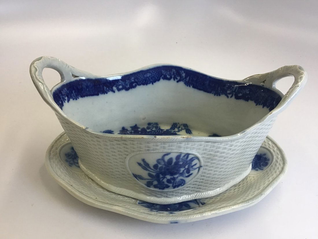 Early English Pearlware Blue Transferware on Stand (1 of 5)