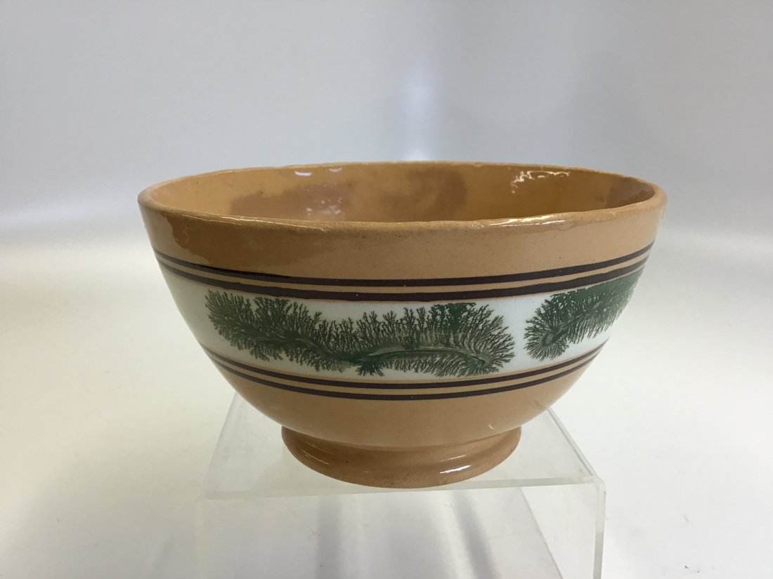 English Yellow Ware 4.5" Bowl with Blue Dendritic Decorations (1 of 4)