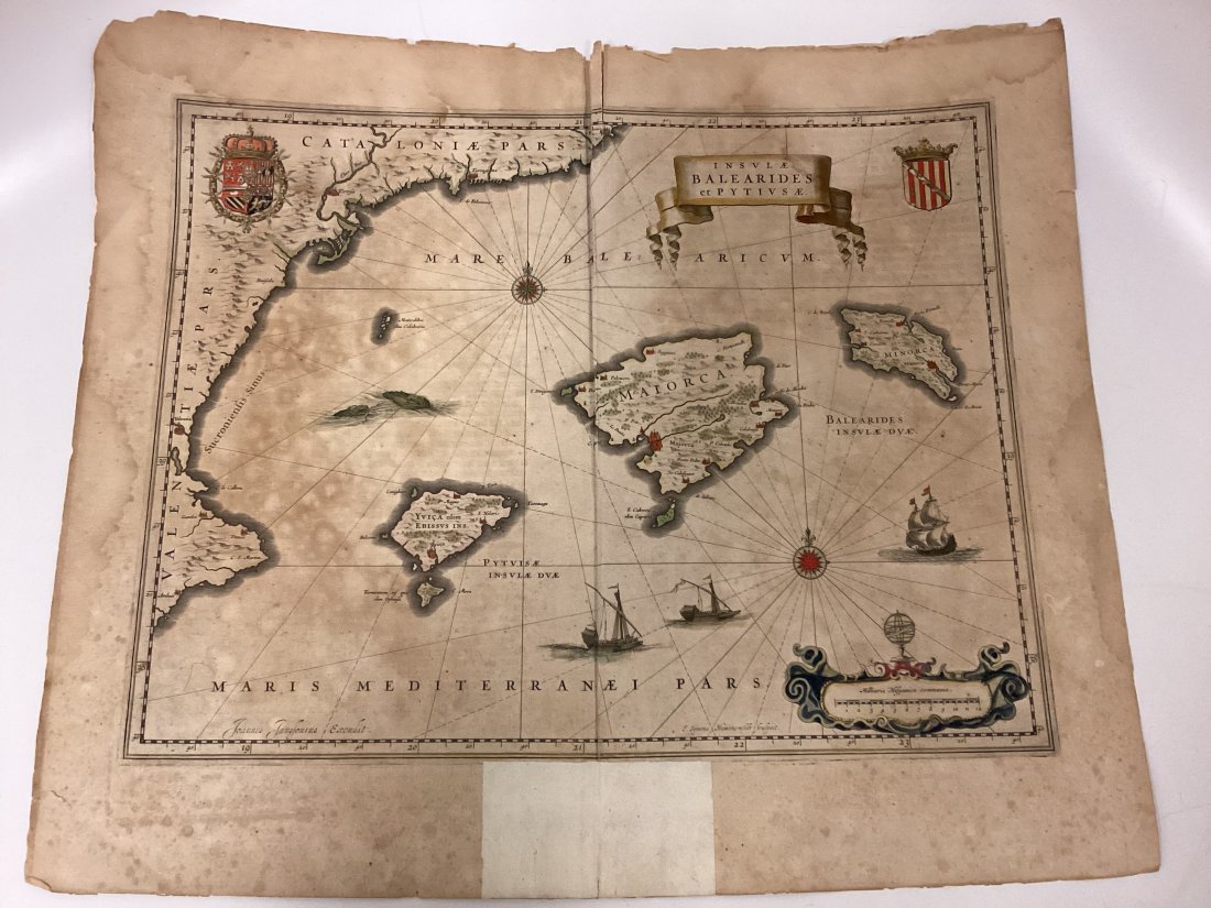 Joannes Janssonius Balearic Island and Pythias Map: E Symons Hamersveldt Sculpsit